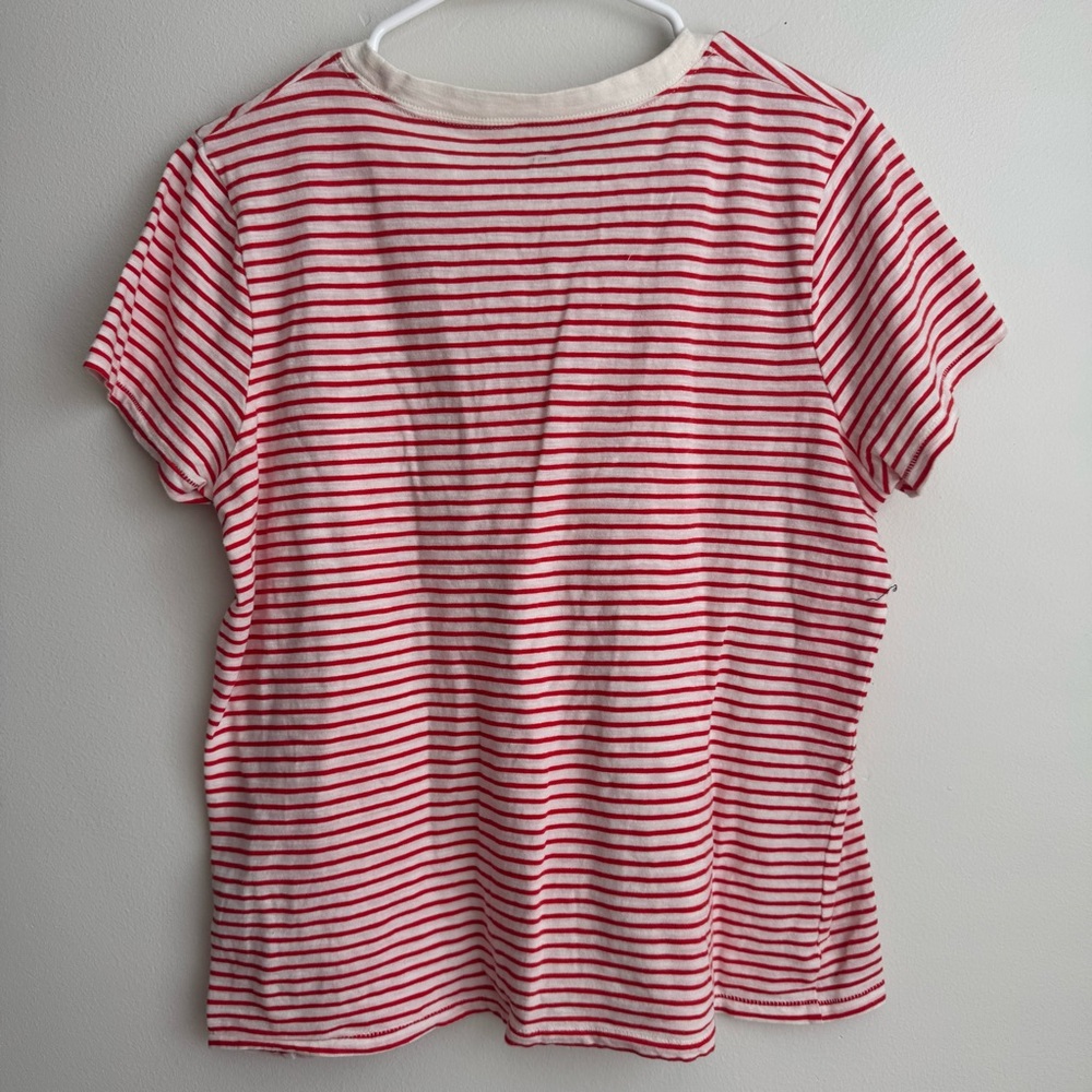 Madewell Red and White Striped Tee Size Large - Picture 3 of 11